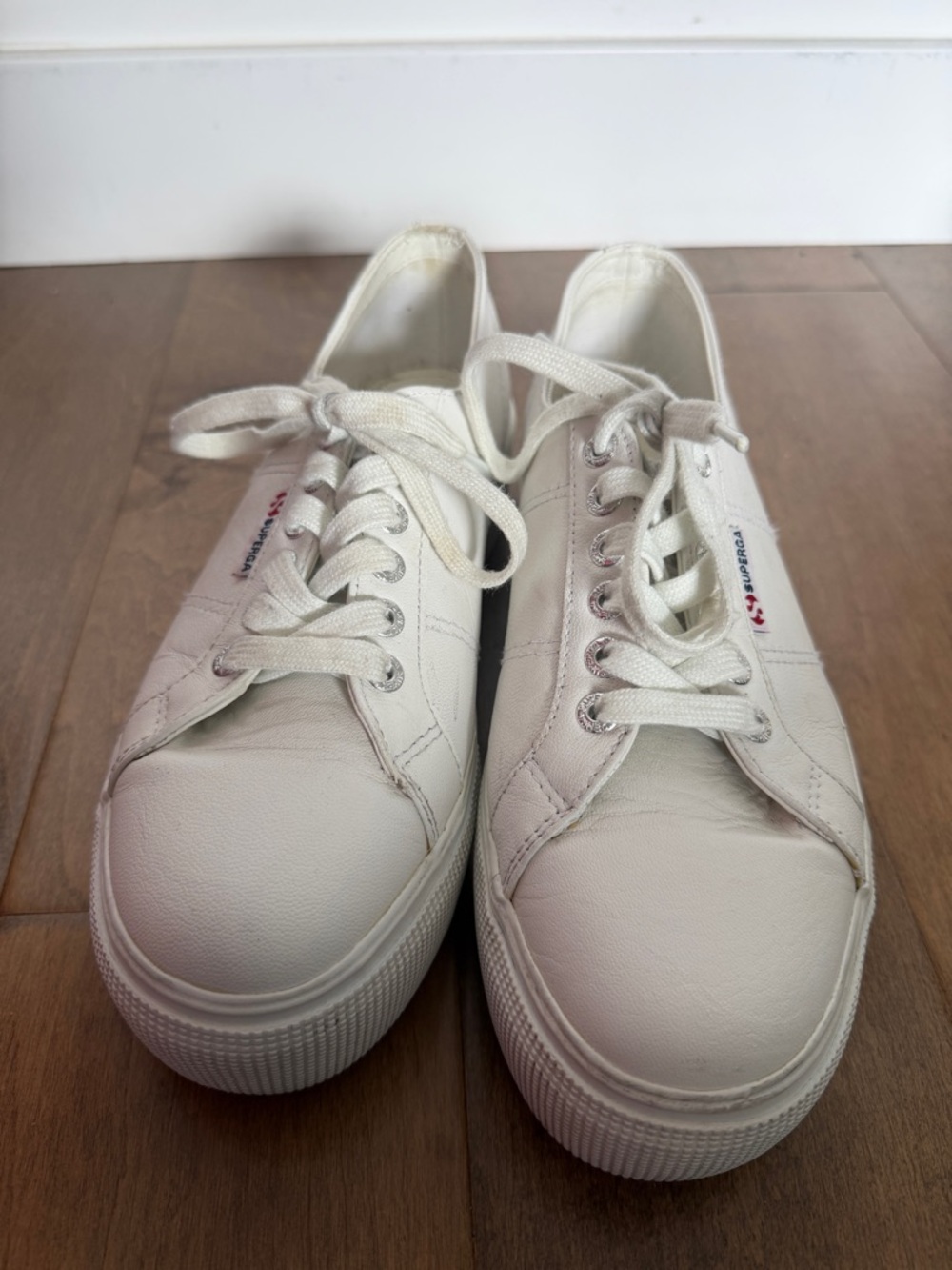 Superga White Low-Top Leather Sneakers